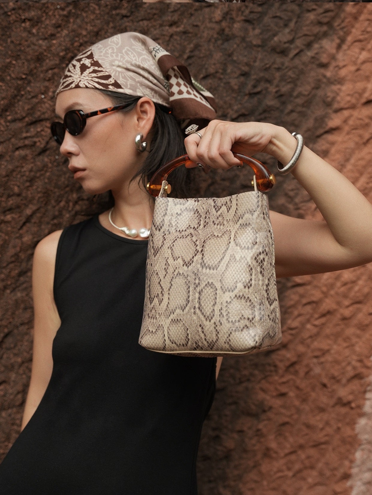 IUBALLET new old money style snake print handbag leather - KIA.