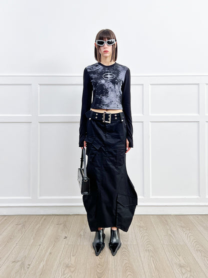 ANNAKIKI Retro Starry Sky Logo Slim Long Sleeve-YEAGER
