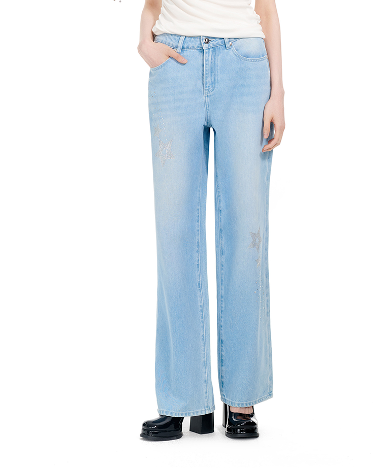 YES BY YESIR | Ye Qians Marilyn-Inspired Hot Diamond Embellished Jeans -TALLISSA.