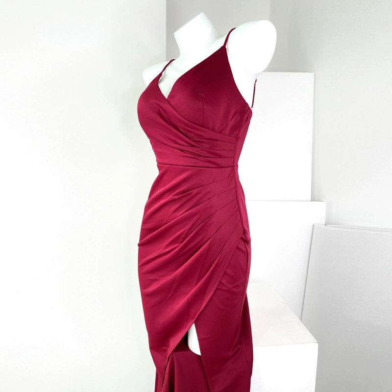 DOLLY High End Sleeveless Slim Fit High Waist Long Slit Fish Tail Cocktail Dress-KEEKEE