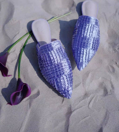 B-FEI Woven fabric pointed toe flat mules- POMI.