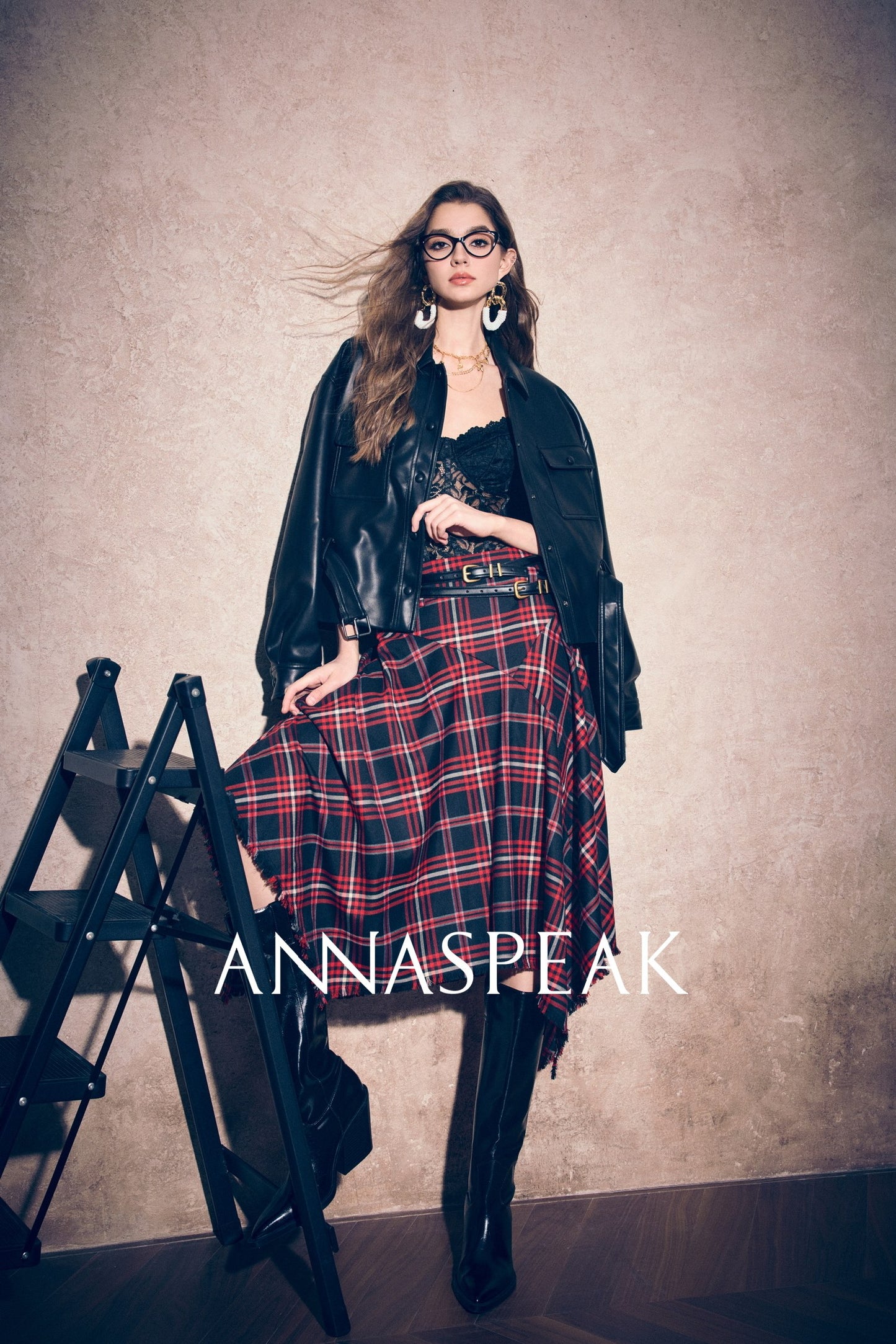 ANNASPEAK brand environmentally friendly leather silhouette jacket-LOXY.