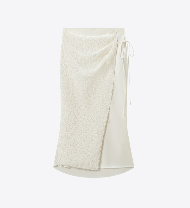 COMME MOI Lu Yan designer's women's satin stitching asymmetrical straight skirt - BILLY.