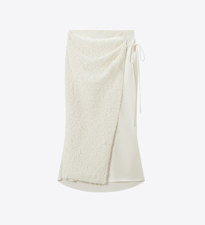 COMME MOI Lu Yan designer's women's satin stitching asymmetrical straight skirt - BILLY.