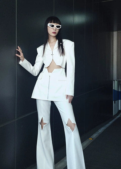 ANNAKIKI  star-shaped cut-out high-waisted bootcut pants-ANINI.