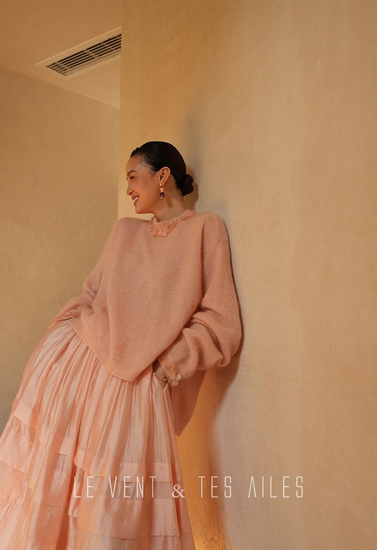 LE VENT&TES AILES French romantic luxury full midi summer skirt -RINA