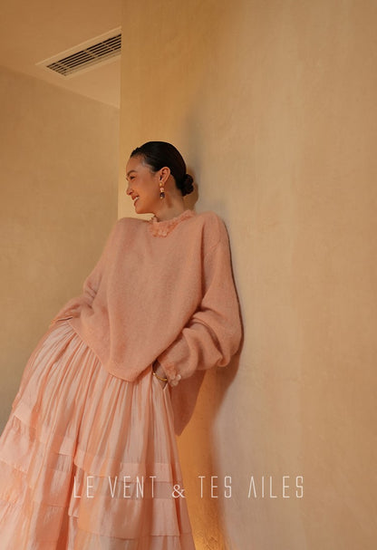 LE VENT&TES AILES French romantic luxury full midi summer skirt -RINA