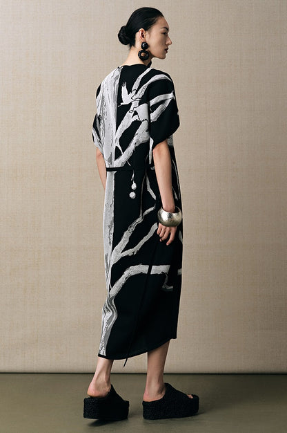 ZHUCHONGYUN new Chinese jacquard waist knit dress--URYUU.