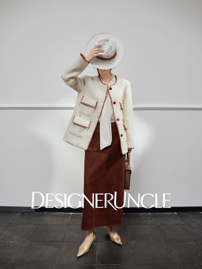 DGU|Off-white woolen jacket fragrance design jacket retro cropped top - SUDDEN.