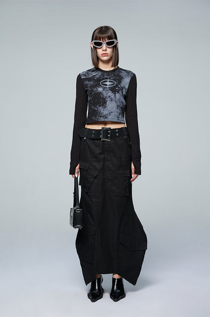 ANNAKIKI Retro Starry Sky Logo Slim Long Sleeve-YEAGER