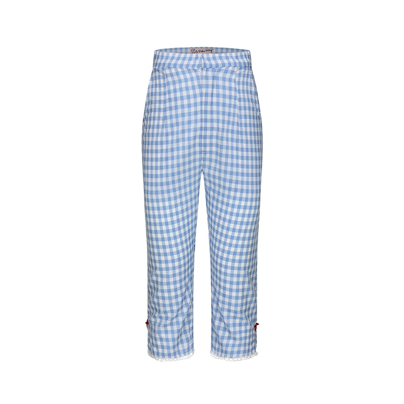 Le Palais Vintage French  Blue  Shorts Red Slim Cardigan- ELFS.