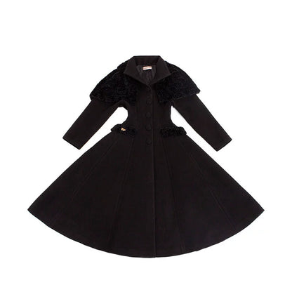 Le Palais Vintage's cape black thick woolen coat - Ster.