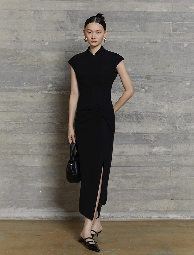 HECO acetate elegant red modified cheongsam dress women - leave.