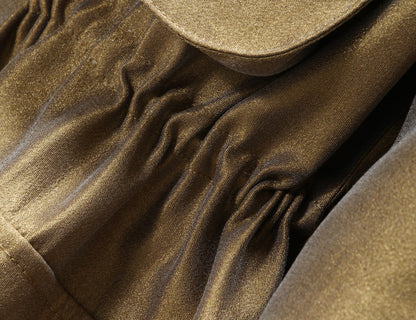 WANGXO | High-End Luxury Silk Brocade Luster Stand-Up Collar Waist 3D Pocket Jackets-VERA