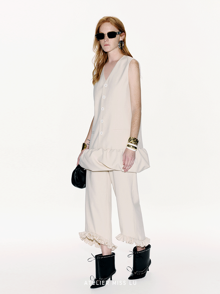 ATELIER MISS LUFluffy Bud Hem Panelled Button-Down Dress - CAPTIN.
