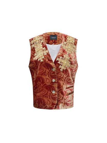 M essential Mackay designer Indian silk embroidery gilet vest pant suit - yaiu.