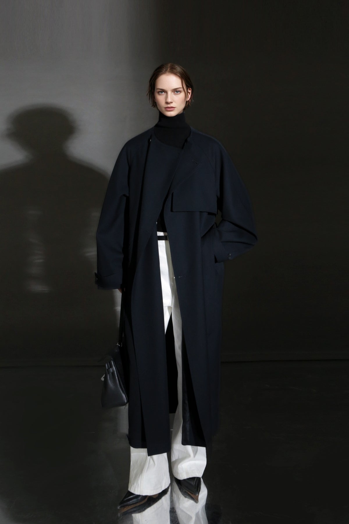 PIAOIN high-end wool relaxed round neck design old money windbreaker jacket -GINA