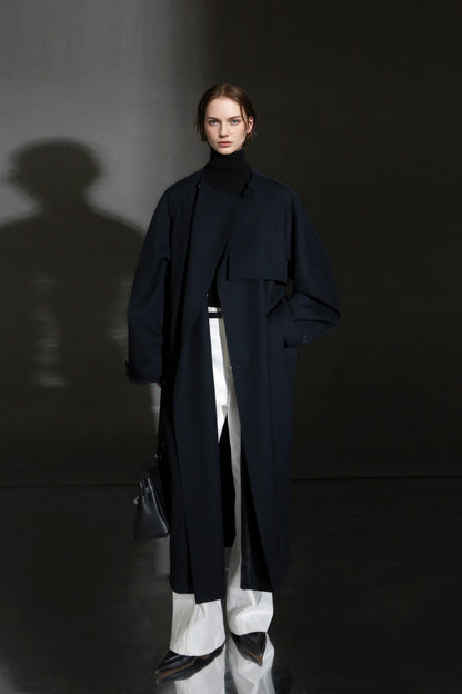 PIAOIN high-end wool relaxed round neck design old money windbreaker jacket -GINA