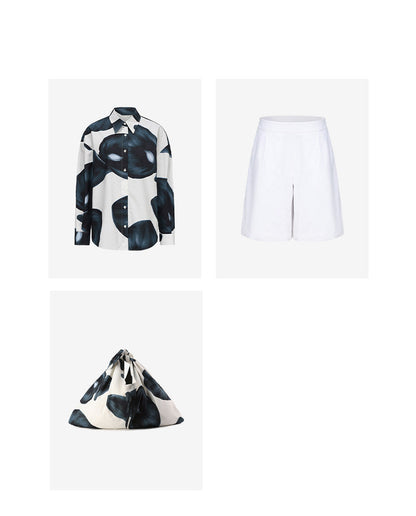 ATELIER MISS LU Spring/Summer brand fixed dyeing calla lily print shirt - TEE