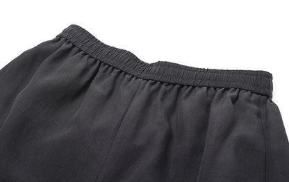 ZHUCHONGYUN black wrap style top and ruched pant outfit set-ARMSTRONG.