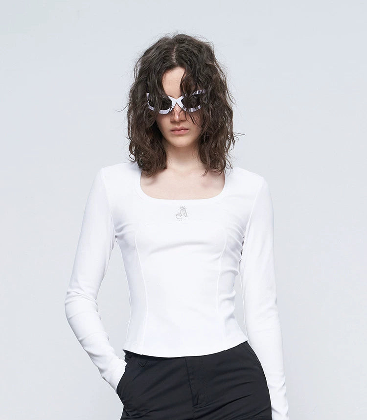 ANNAKIKIT LOGO Hot Diamond Large U-neck structure bolero Shirt-LEVI