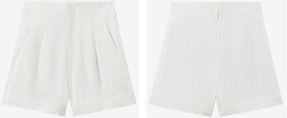 COMME MOI summer women's white linen shorts - DOMINUS.