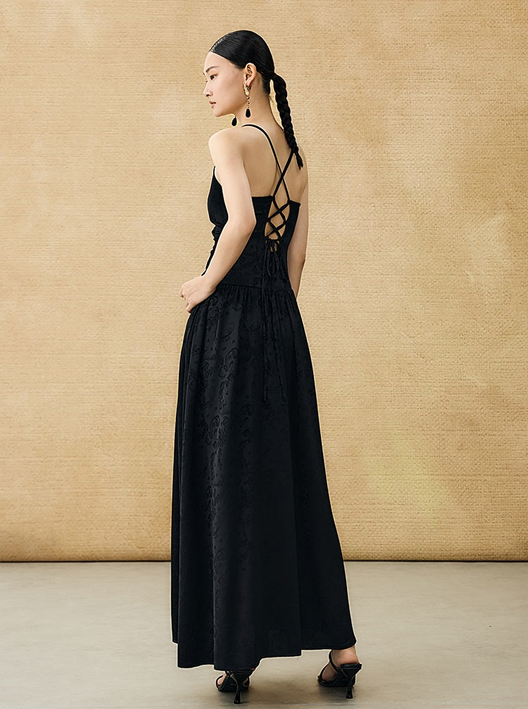 HECO Chinese Jacquard Halterneck Slip Dress  - KNO .