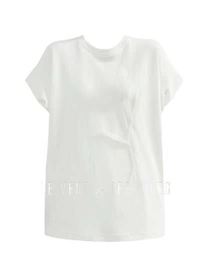 LE VENT&TES AILES  handmade Lush 100 cotton 3d flower short-sleeved top-Lyra