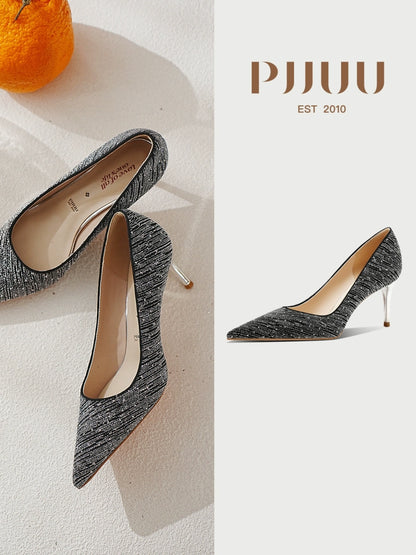 PJJUU Banquet Black Pointed-toe Stiletto Heels  - OPERAH