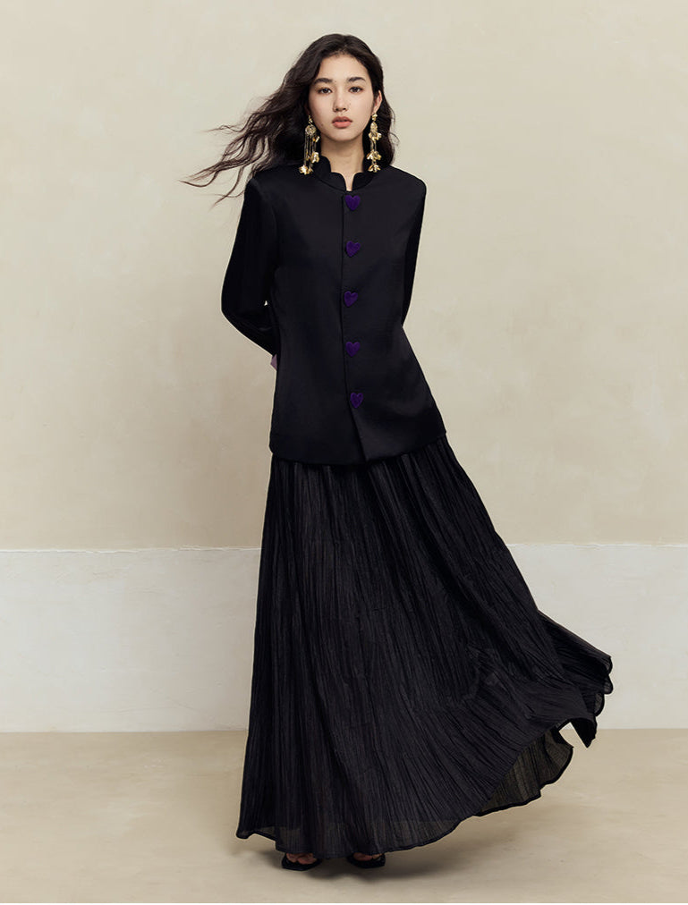 HECO Petal Stand-Up Collar Long Sleeve Blazer Women - do.