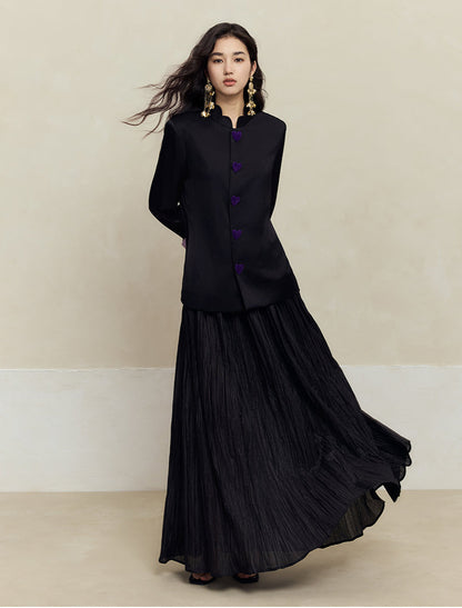 HECO Petal Stand-Up Collar Long Sleeve Blazer Women - do.