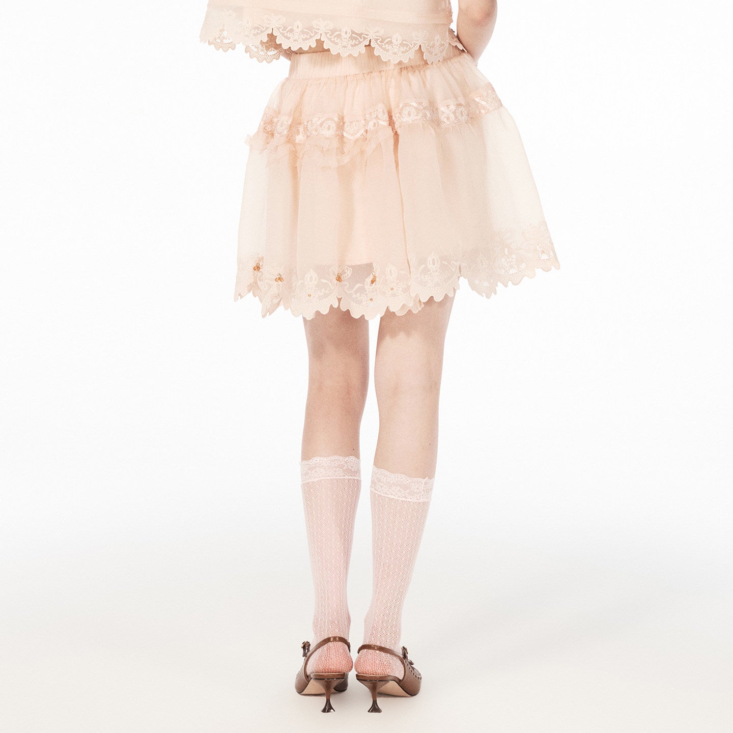 FAME hem drapery organza lace temperament short skirt- GWEN