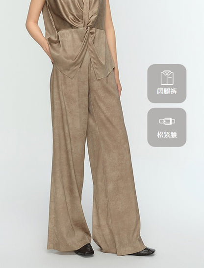 COMME MOI  mulberry silk pleated wide-leg pants - CHARITY.