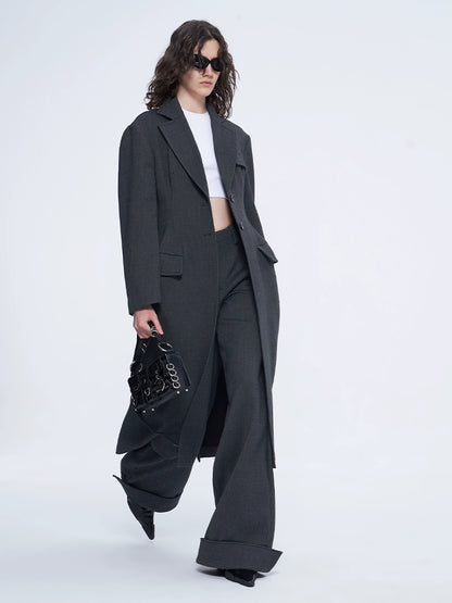 ANNAKIKI waistless fold deconstruct wide-leg pants for women-HITOME
