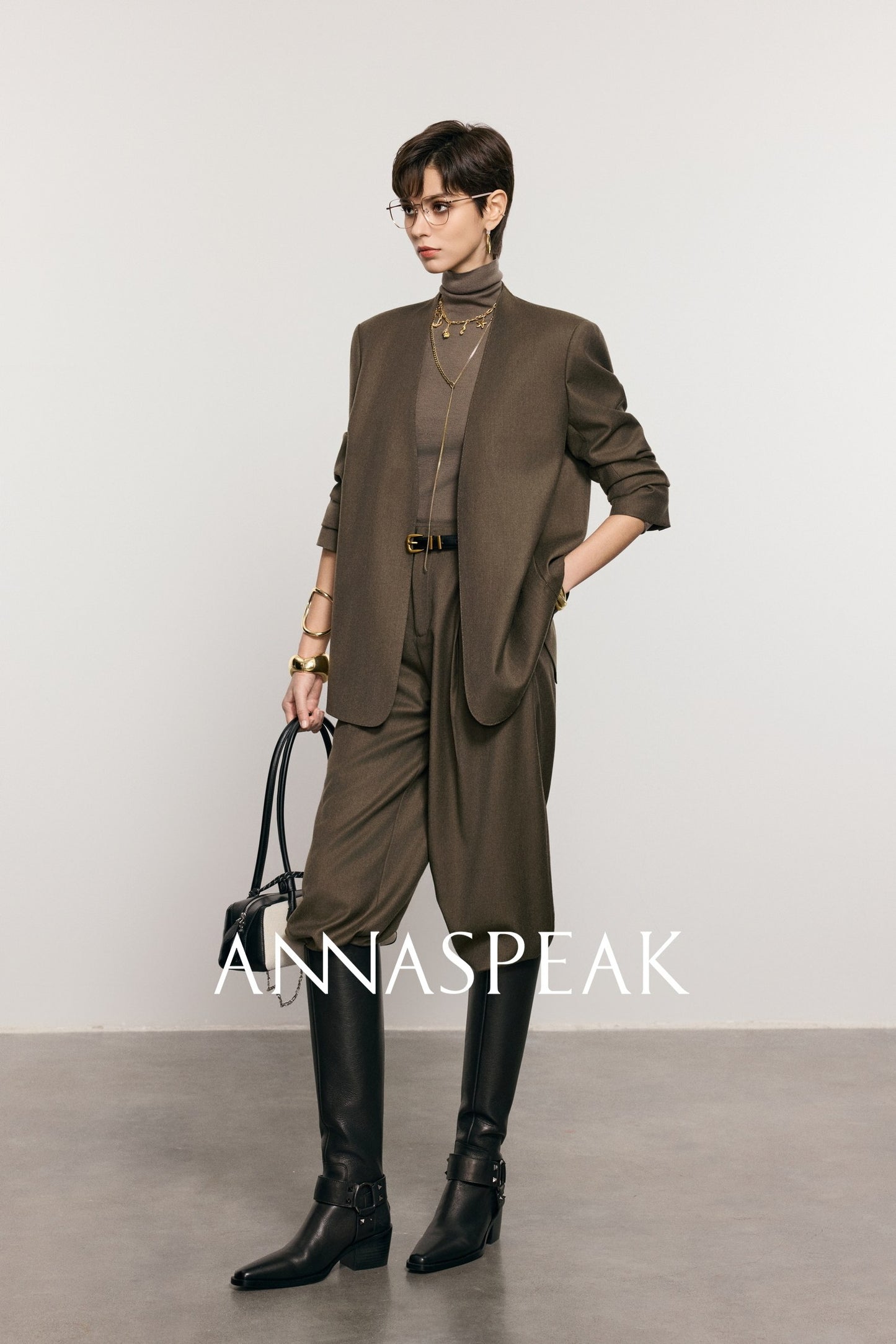ANNASPEAK Worsted Wool Flannel Suit Vest Pants Set-OSAR.