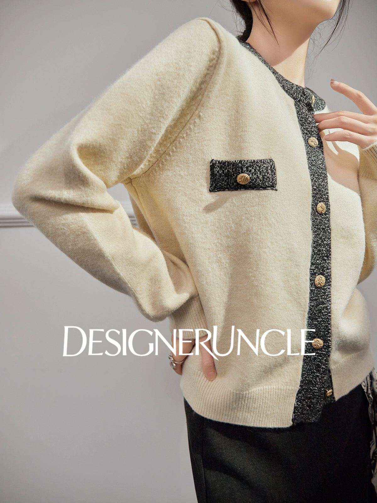 DGU "Muya" gray sweater cardigan new loose slimming high-end outer top - TARA.