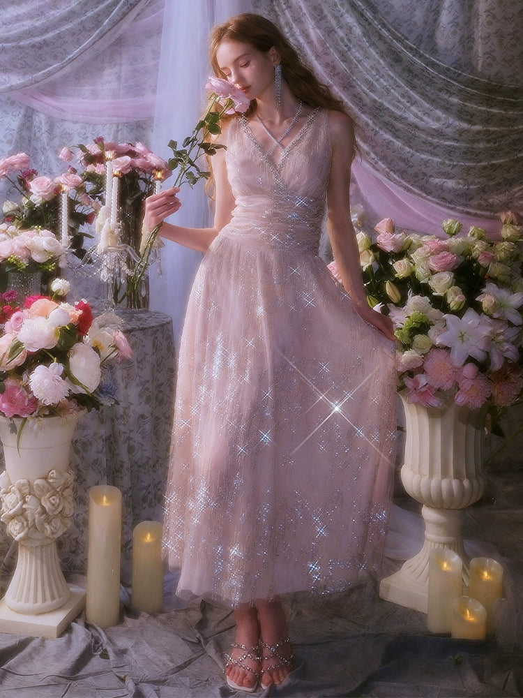 Wardrobes by Chen High End Sleeveless Wrap Embroidered Bead Dress-Sama