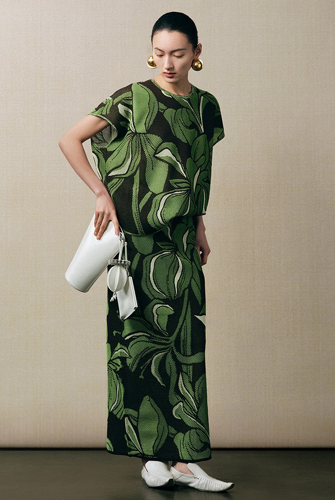 ZHUCHONGYUN jacquard long knitted skirt - URAMESHI.