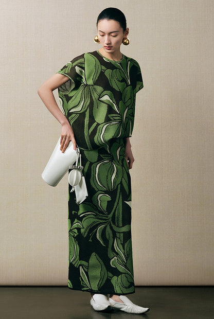 ZHUCHONGYUN jacquard long knitted skirt - URAMESHI.