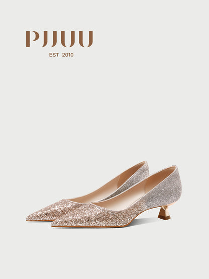 PJJUU low-heeled golden shoes - ALLEY.