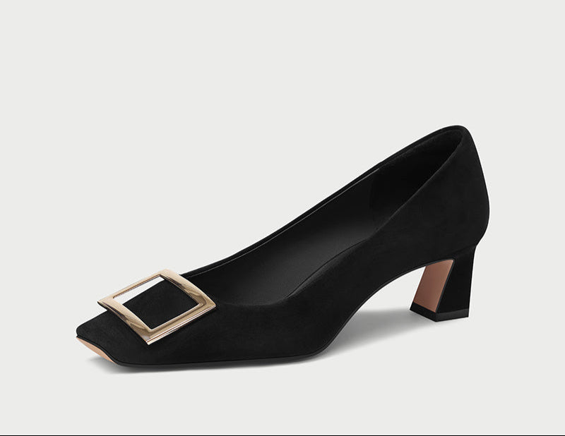 Pjjuu Nude R Square Buckle Single Shoes - NEED