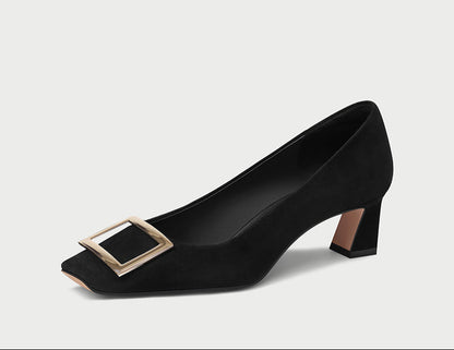 Pjjuu Nude R Square Buckle Single Shoes - NEED