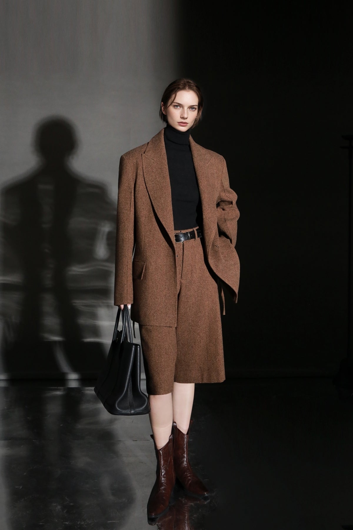 PIAOIN Vintage Literary Tweed Suit Shorts Versatile Commuter Pants LEX