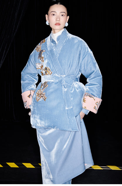 M essential Mackay designer cut-and-appliqué folded puffer jacket - rain.