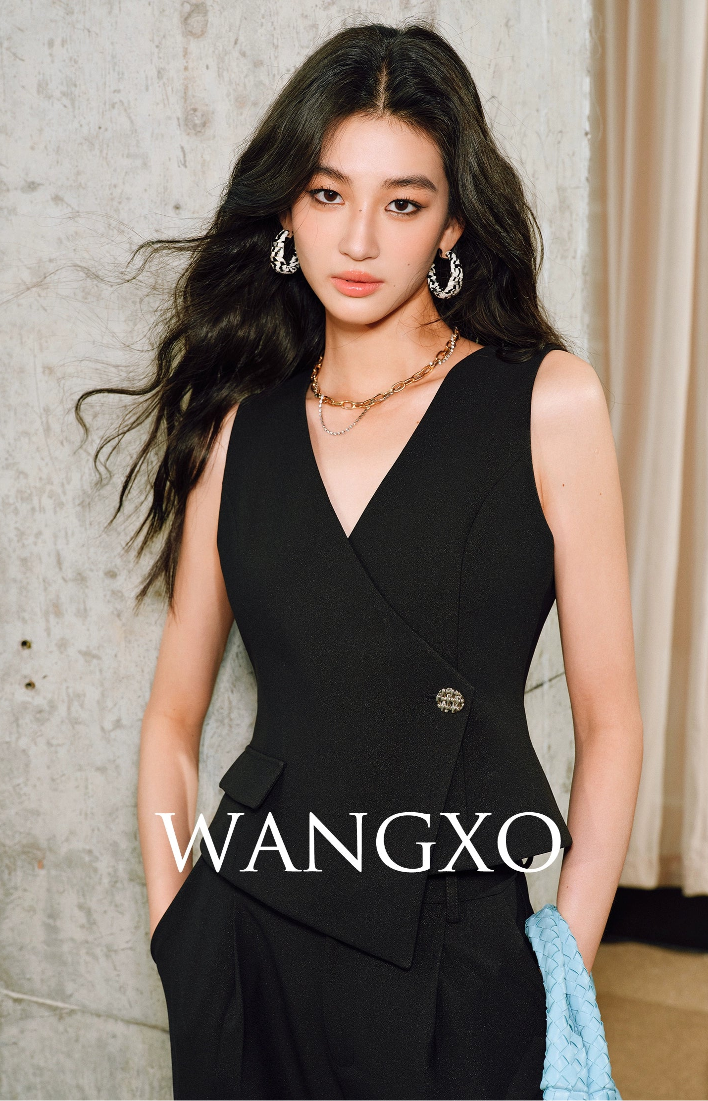 WANGXO | Cool Skin-Friendly Slanted Vest & Single-Pleated Trousers Elegant Suit- VEDA