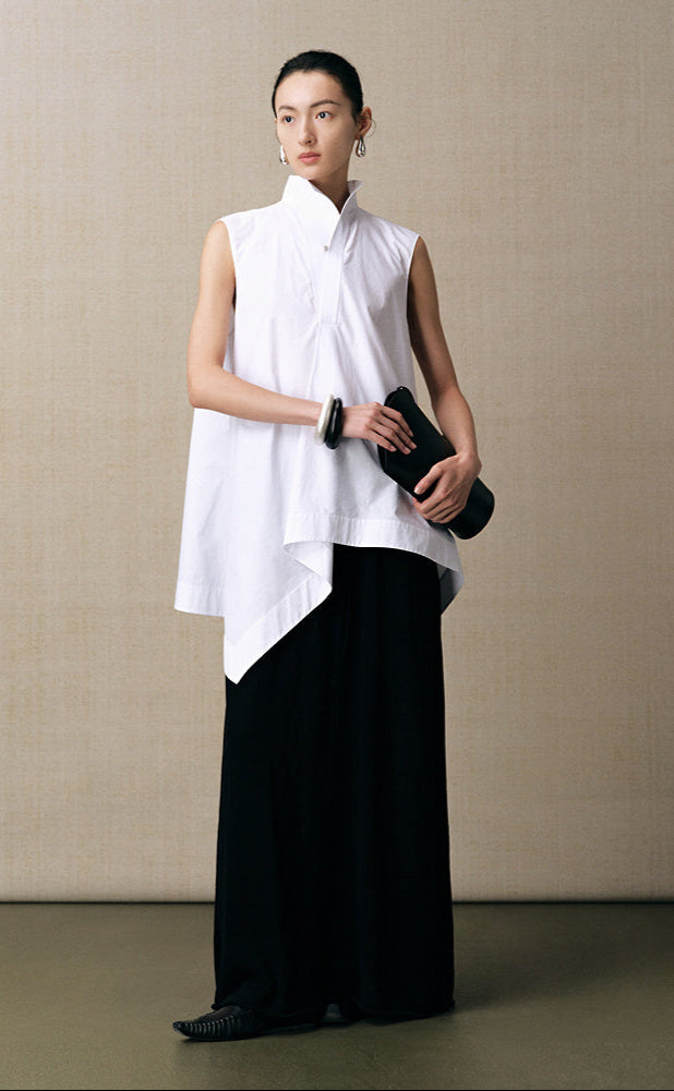 ZHUCHONGYUN black mulberry silk and linen blend drape knitted skirt-AIR.