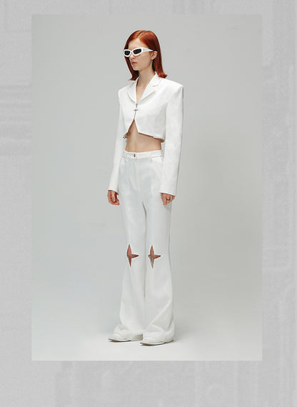 ANNAKIKI  hollow star-shaped patchwork blazer -SANNY.