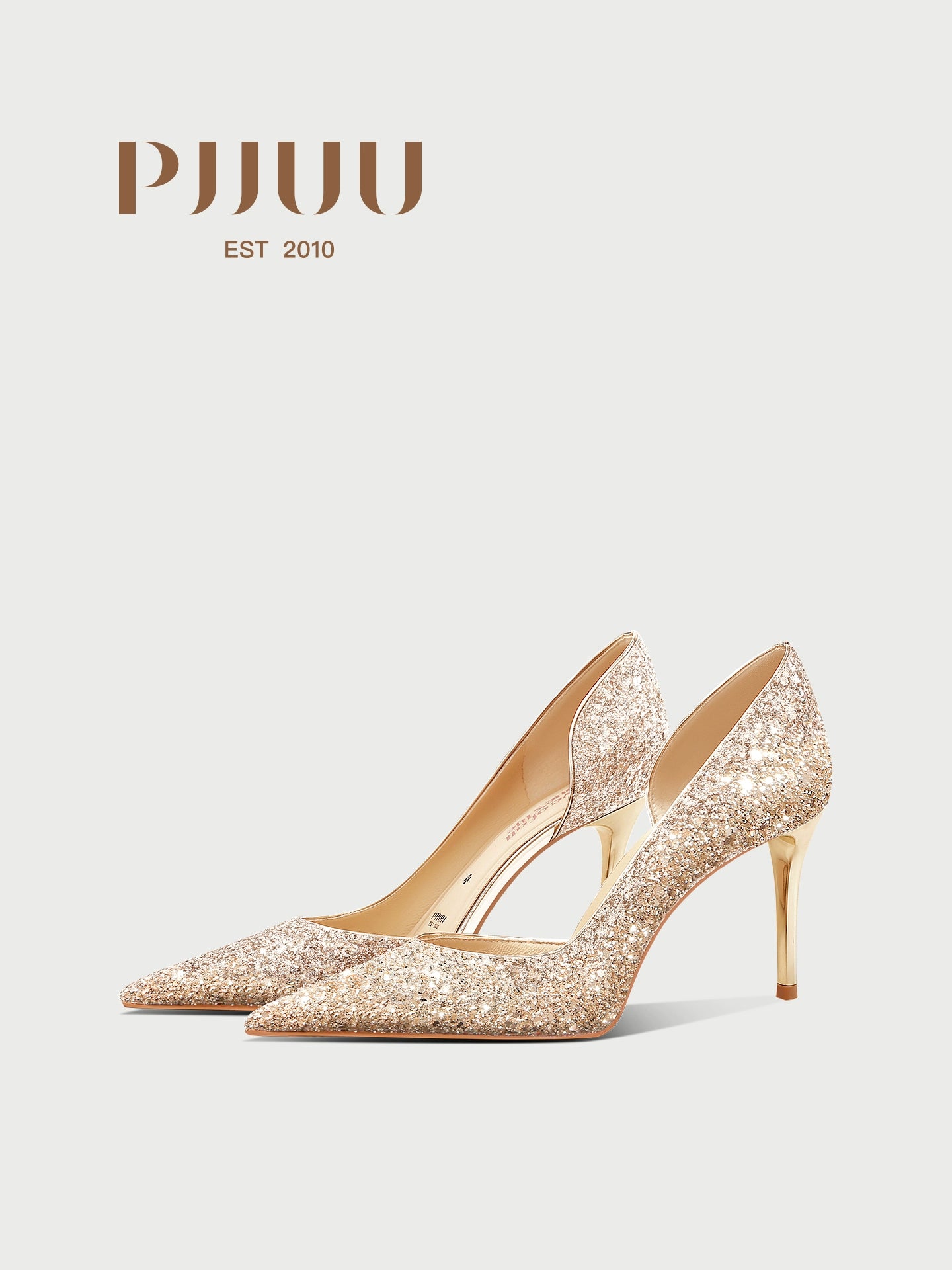 PJJUU side air gold high heels shoes - BIRD.