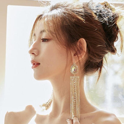 DOLLY Elegant Rhinestone Diamond Tassel Chic Earrings-ABIGAIL