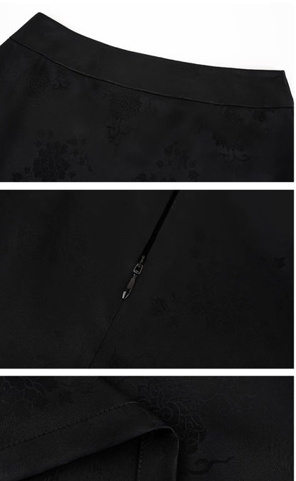 HECO Chinese acetate jacquard women's cool flesh covering elegant skirt - DATE.